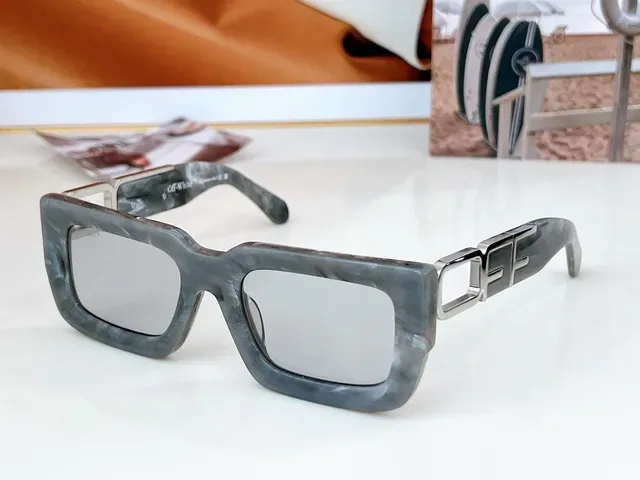 Off-White Rectangular Translucent Beige Sunglasses 7