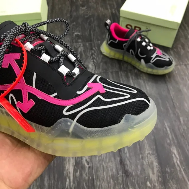 Off-White Runner أسود وردي أصفر نيون حذاء رياضي سميك 5