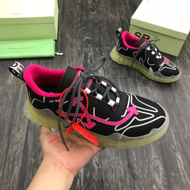 Off-White Runner أسود وردي أصفر نيون حذاء رياضي سميك 6
