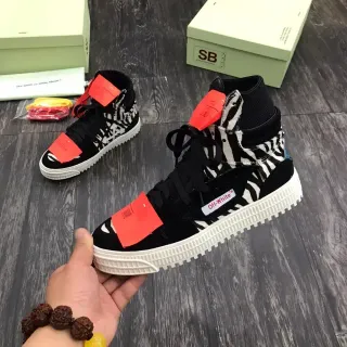 Off-White The Ten কালো মাল্টিকালার হাই-টপ জেব্রা প্রিন্ট লাইফস্টাইল স্নিকার