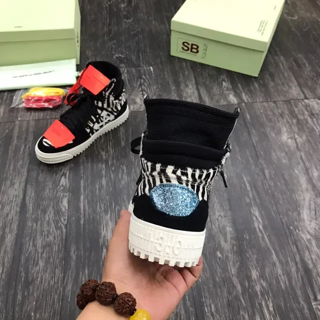 Off-White The Ten Sneakers Lifestyle Noires Multicolores High-Top à Imprimé Zebra 4