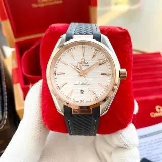 Omega Seamaster Aqua Terra White Dial Rose Gold Case Mechanical Watch