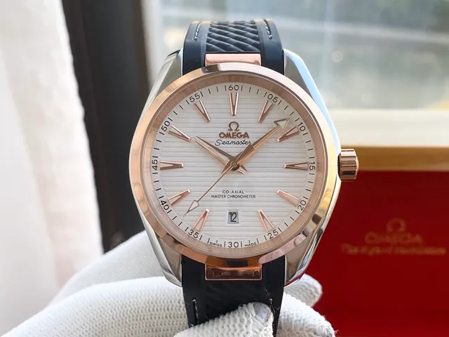 Omega Seamaster Aqua Terra White Dial Rose Gold Case Mechanical Watch 7