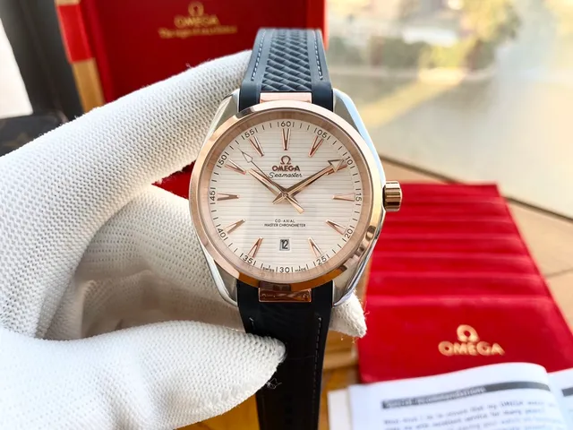 Omega Seamaster Aqua Terra White Dial Rose Gold Case Mechanical Watch 8