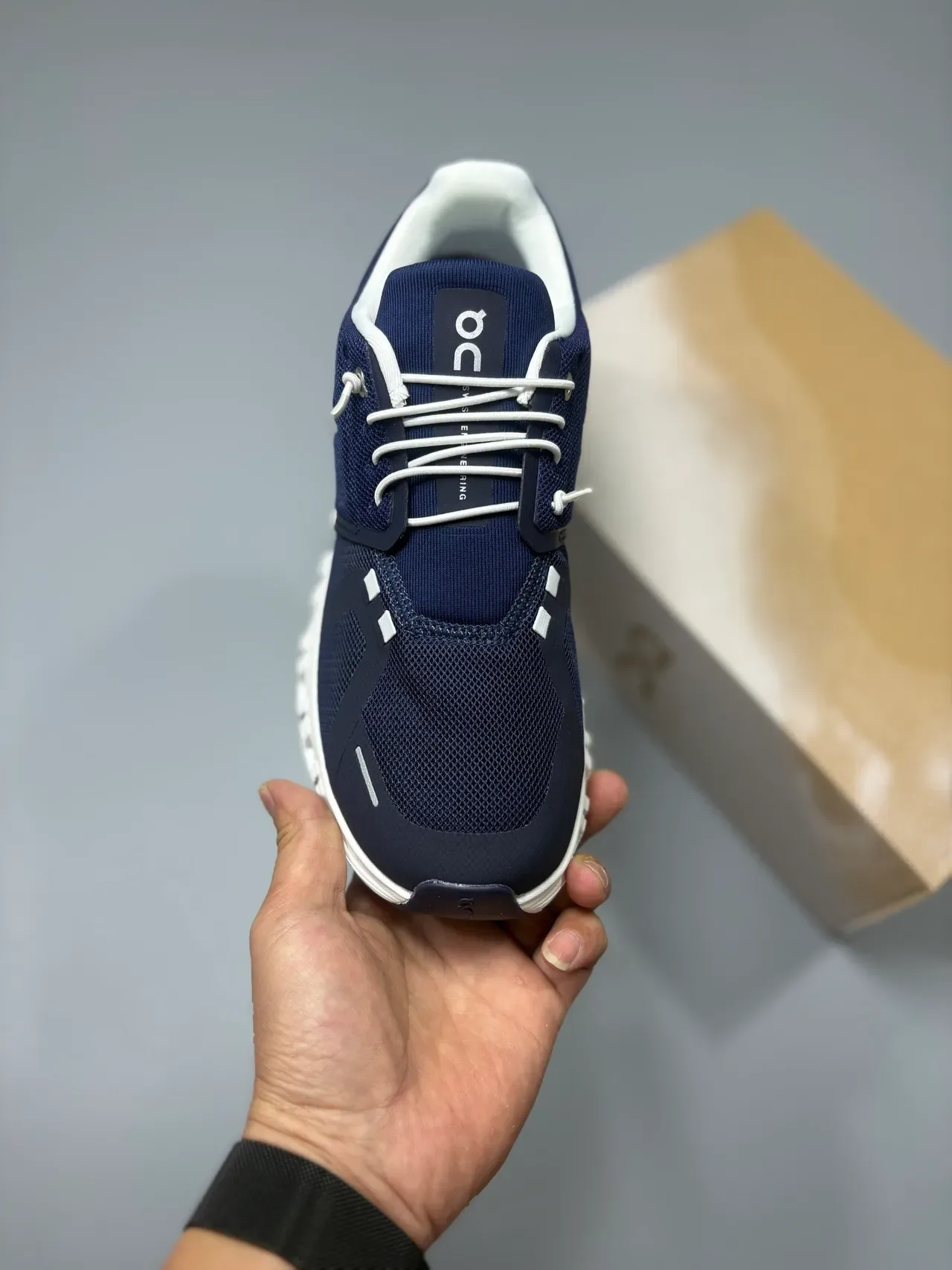 On Cloud Navy Blue Mesh Lifestyle Sneakers 2