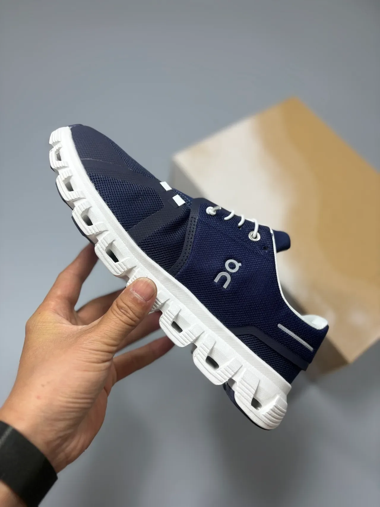 On Cloud Navy Blue Mesh Lifestyle Sneakers 3