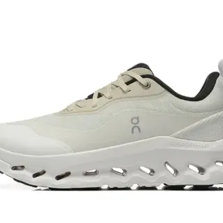 On Cloudmonster Beige Black Cloudtec Pod Midsole Engineered Mesh Upper Running Shoes