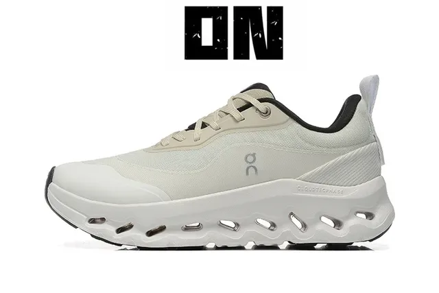 On Cloudmonster Beige Black Cloudtec Pod Midsole Engineered Mesh Upper Running Shoes 5