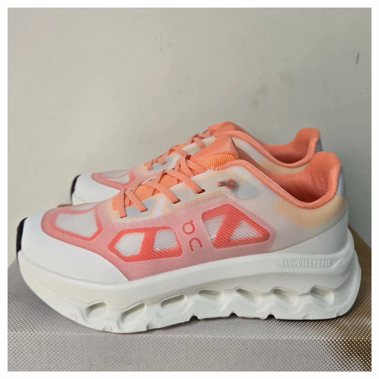 On Cloudmonster White Gray Green Chunky Sneakers 2