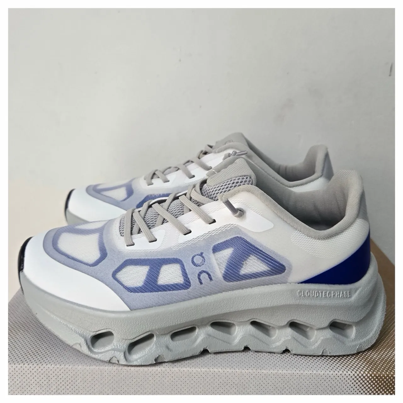 On Cloudmonster White Gray Green Chunky Sneakers 3