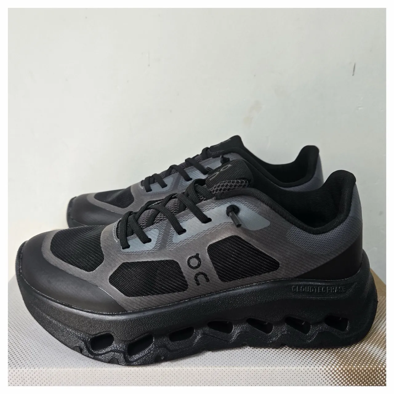 On Cloudmonster White Gray Green Chunky Sneakers 6