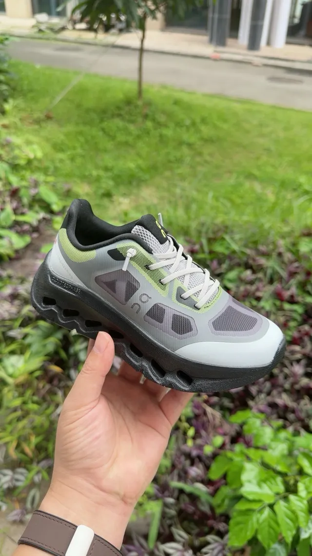 On Cloudmonster White Gray Green Chunky Sneakers 12