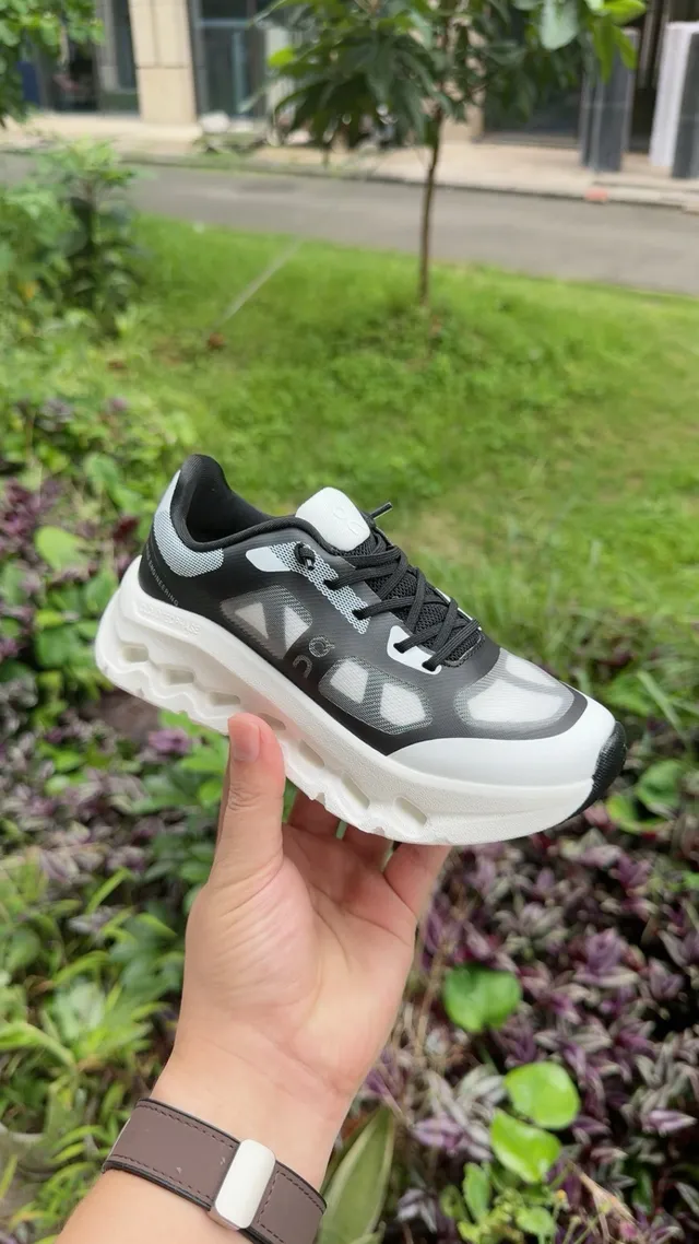 On Cloudmonster White Gray Green Chunky Sneakers 15