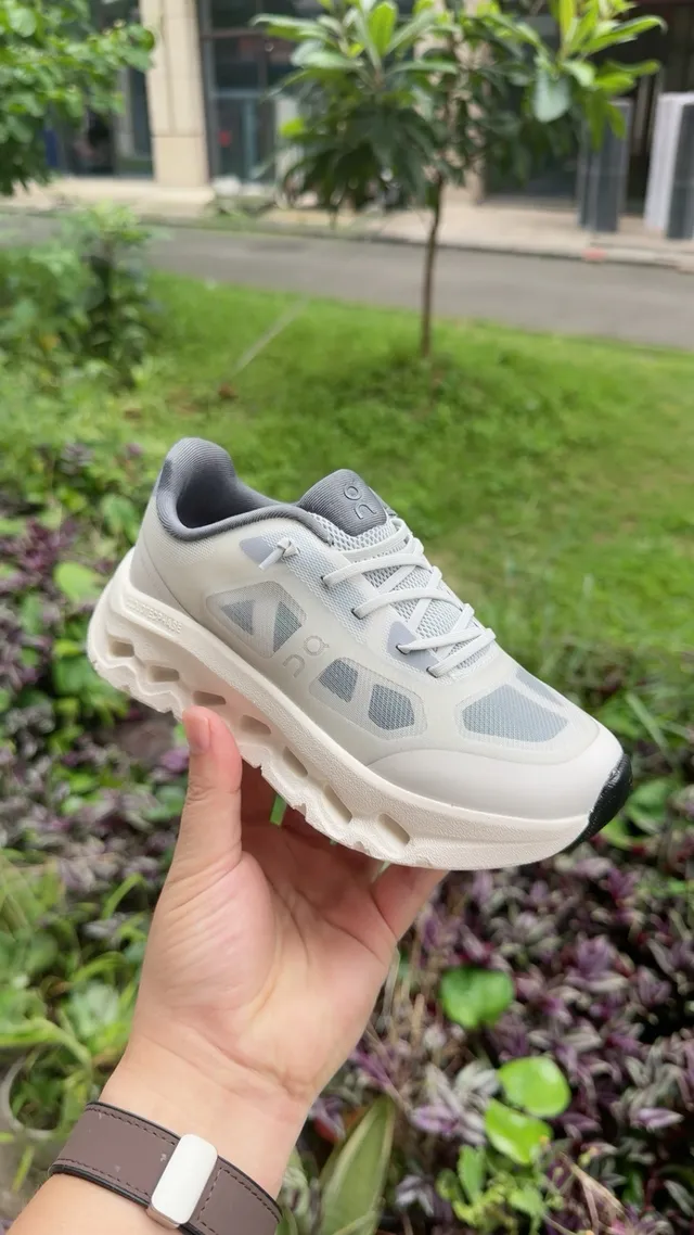 On Cloudmonster White Gray Green Chunky Sneakers 16