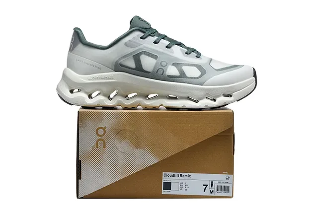 On Cloudmonster White Green Cloudtec Midsole Engineered Mesh Upper Sneakers 2