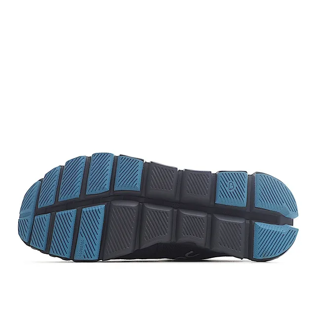 On Gray Blue Engineered Mesh Upper Segmented CloudTec Midsole Running Shoes 5
