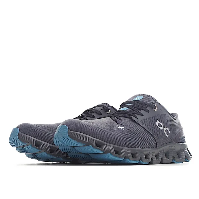 On Gray Blue Engineered Mesh Upper Segmented CloudTec Midsole Running Shoes 9