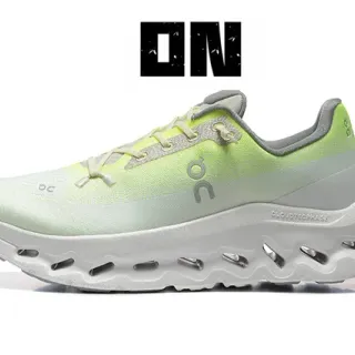 On Verde Blanco Gradiente Tejido Superior Abierto Hexagonal CloudTec Pods Zapatillas de running