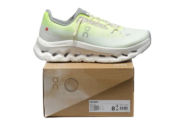 On Green White Gradient Knit Upper Open Hexagonal CloudTec Pods Running Shoes 2