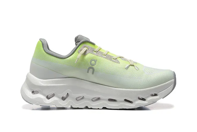 On Green White Gradient Knit Upper Open Hexagonal CloudTec Pods Running Shoes 4