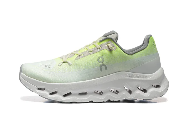 On Green White Gradient Knit Upper Open Hexagonal CloudTec Pods Running Shoes 5
