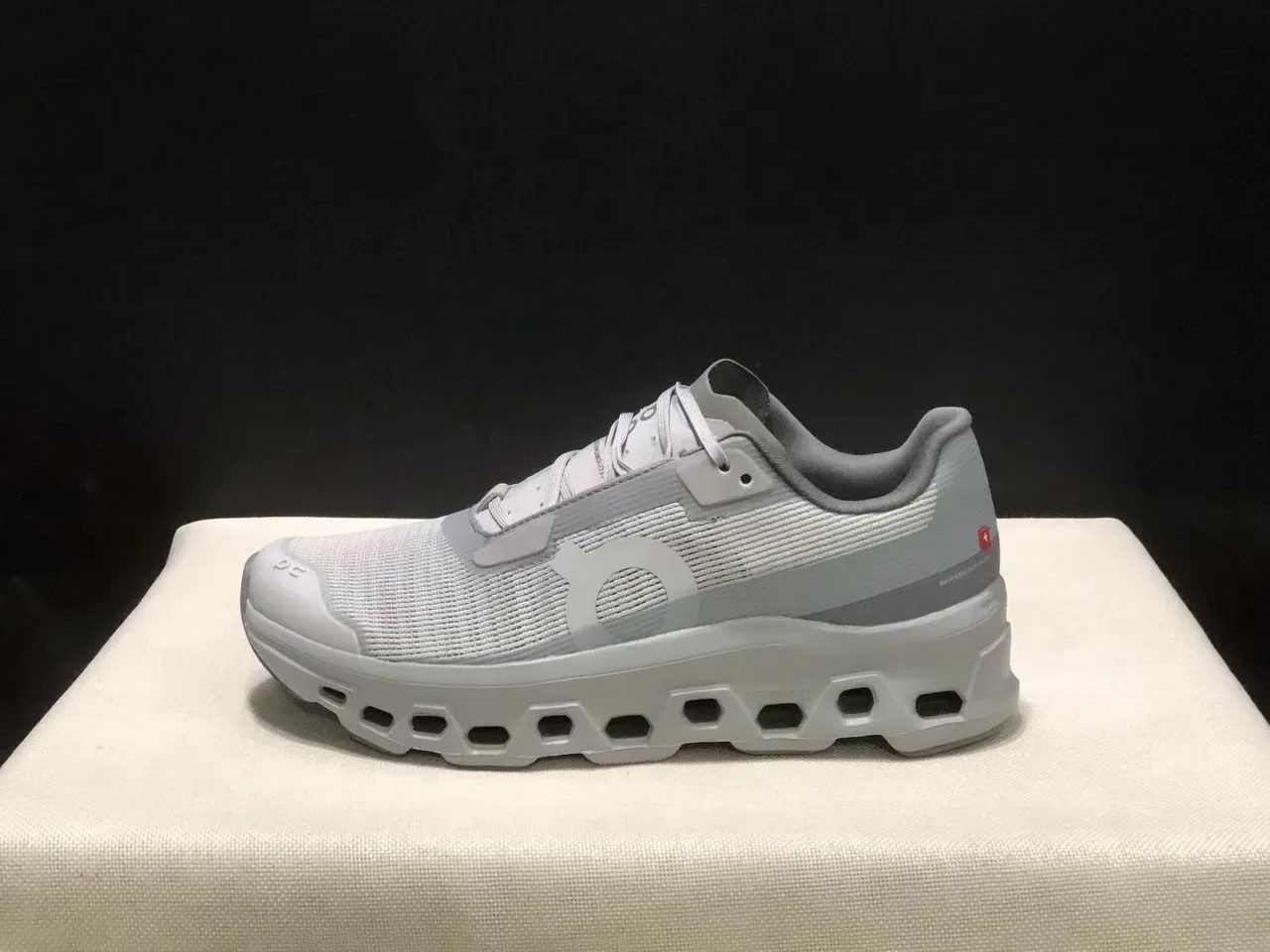 On White Gray Engineered Mesh Upper Hexagonal Cloud Pod Midsole Lifestyle Sneakers 5