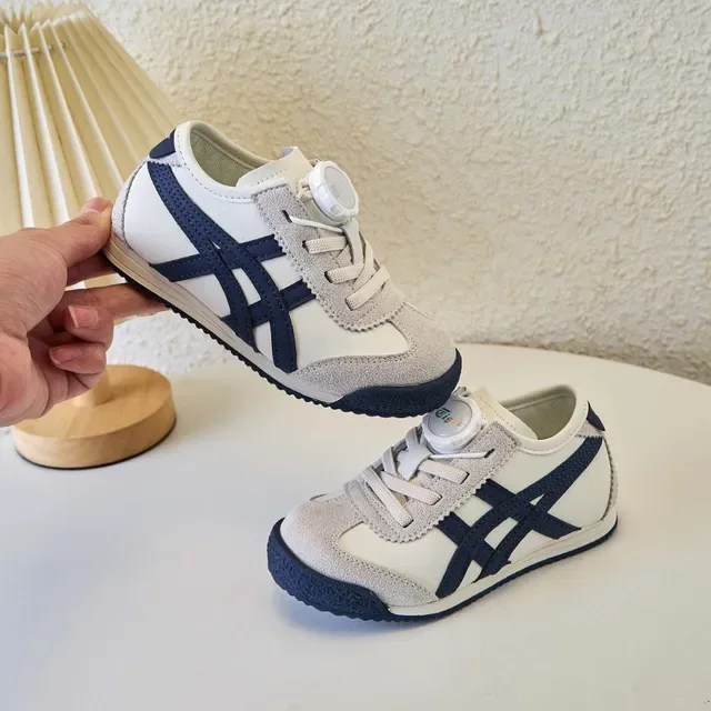Onitsuka Tiger White Navy Low-Top Runner Suede And Mesh Upper Lifestyle Sneakers 19