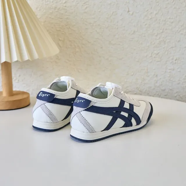 Onitsuka Tiger White Navy Low-Top Runner Suede And Mesh Upper Lifestyle Sneakers 24