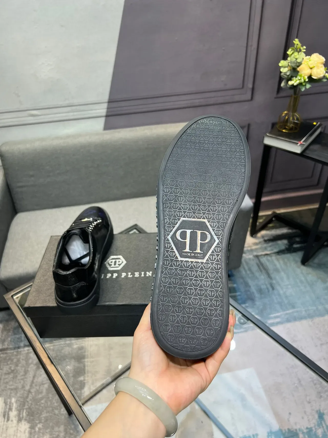 Philipp Plein Sneakers Lifestyle Imprimé Floral Noir et Bleu 7
