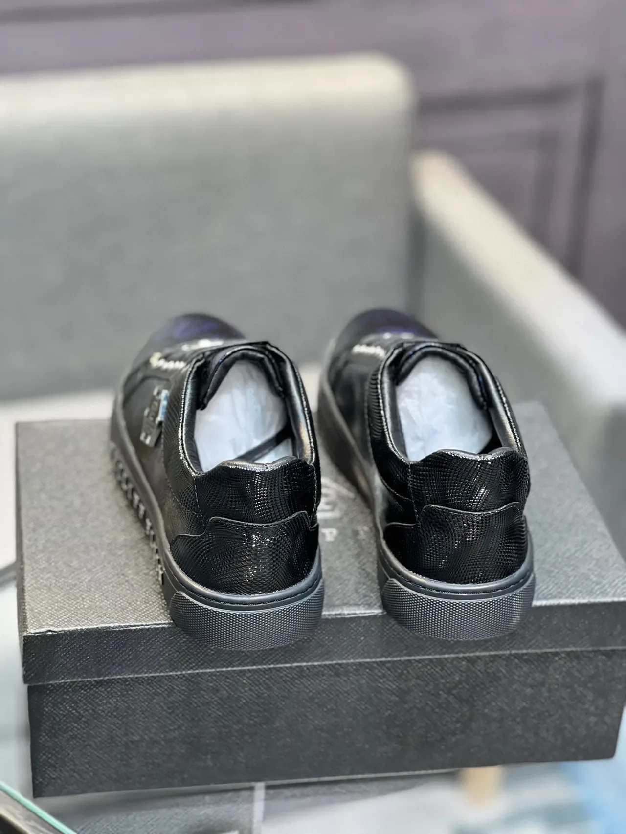 Philipp Plein Sneakers Lifestyle Imprimé Floral Noir et Bleu 8