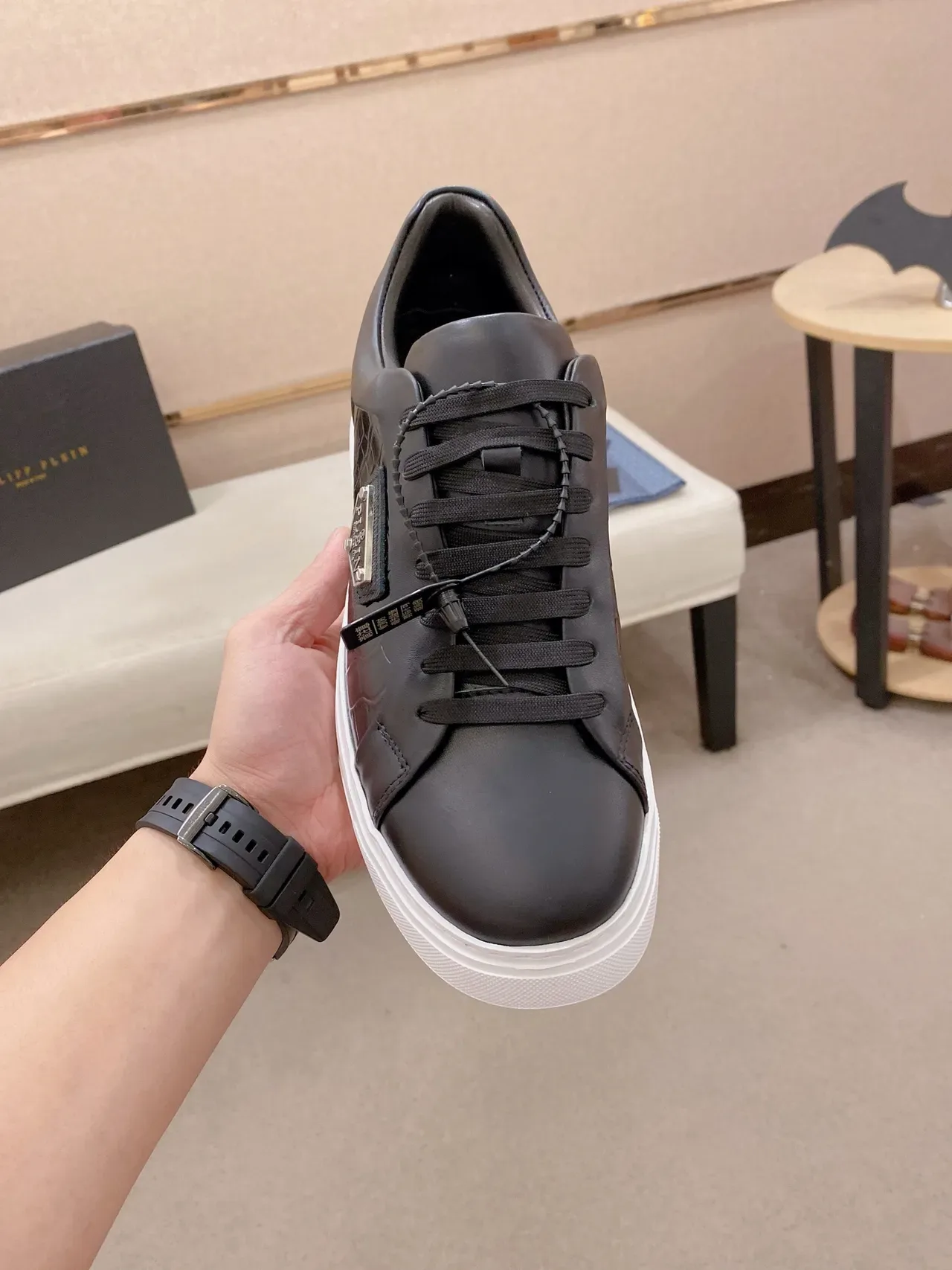 Philipp Plein Black Croc-Embossed Logo Patch Lifestyle Sneakers 5