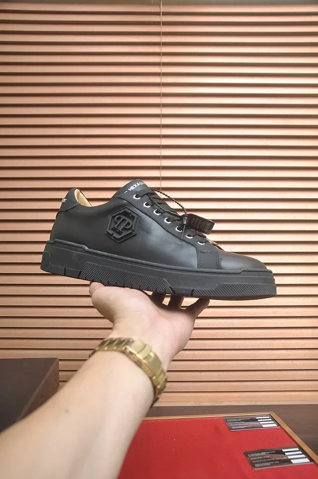 Philipp Plein Zapatillas Lifestyle de Cuero Negro con Logo Hexagonal de Plataforma 2