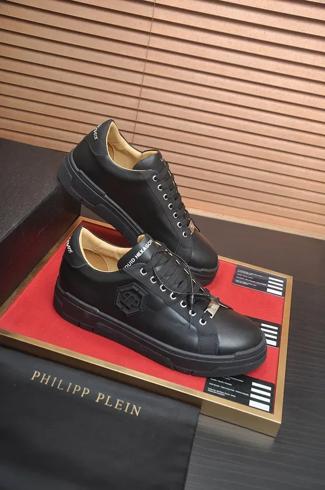 Philipp Plein Zapatillas Lifestyle de Cuero Negro con Logo Hexagonal de Plataforma 6