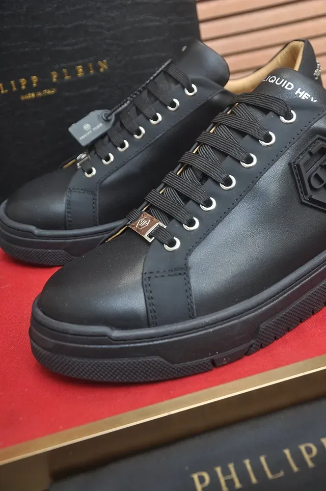 Philipp Plein Zapatillas Lifestyle de Cuero Negro con Logo Hexagonal de Plataforma 8
