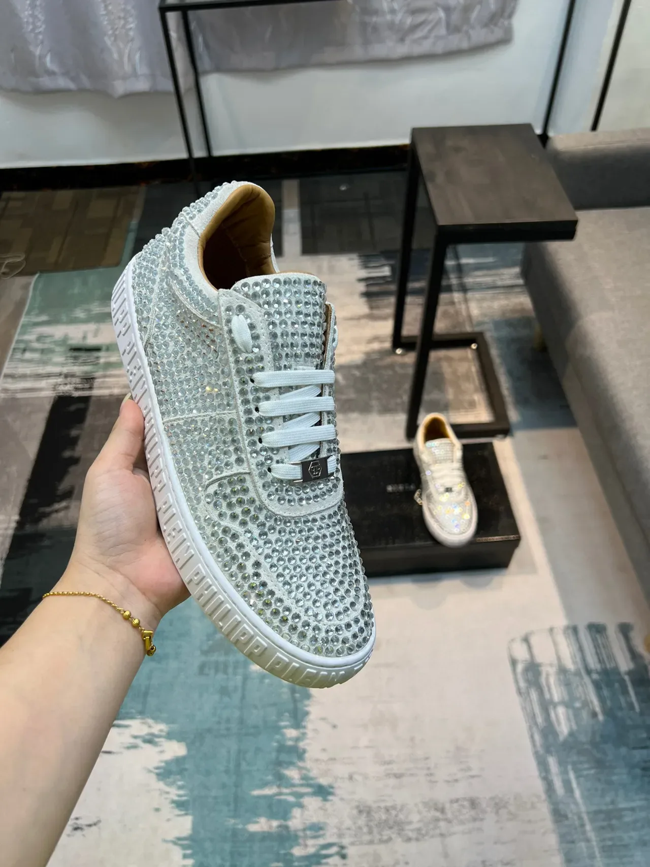 Philipp Plein Crystal-Embellished White Lifestyle Sneakers 5