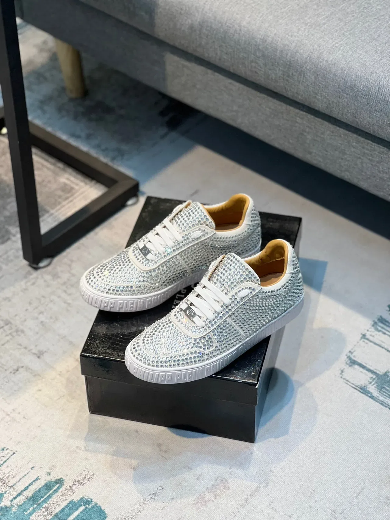 Philipp Plein Crystal-Embellished White Lifestyle Sneakers 7