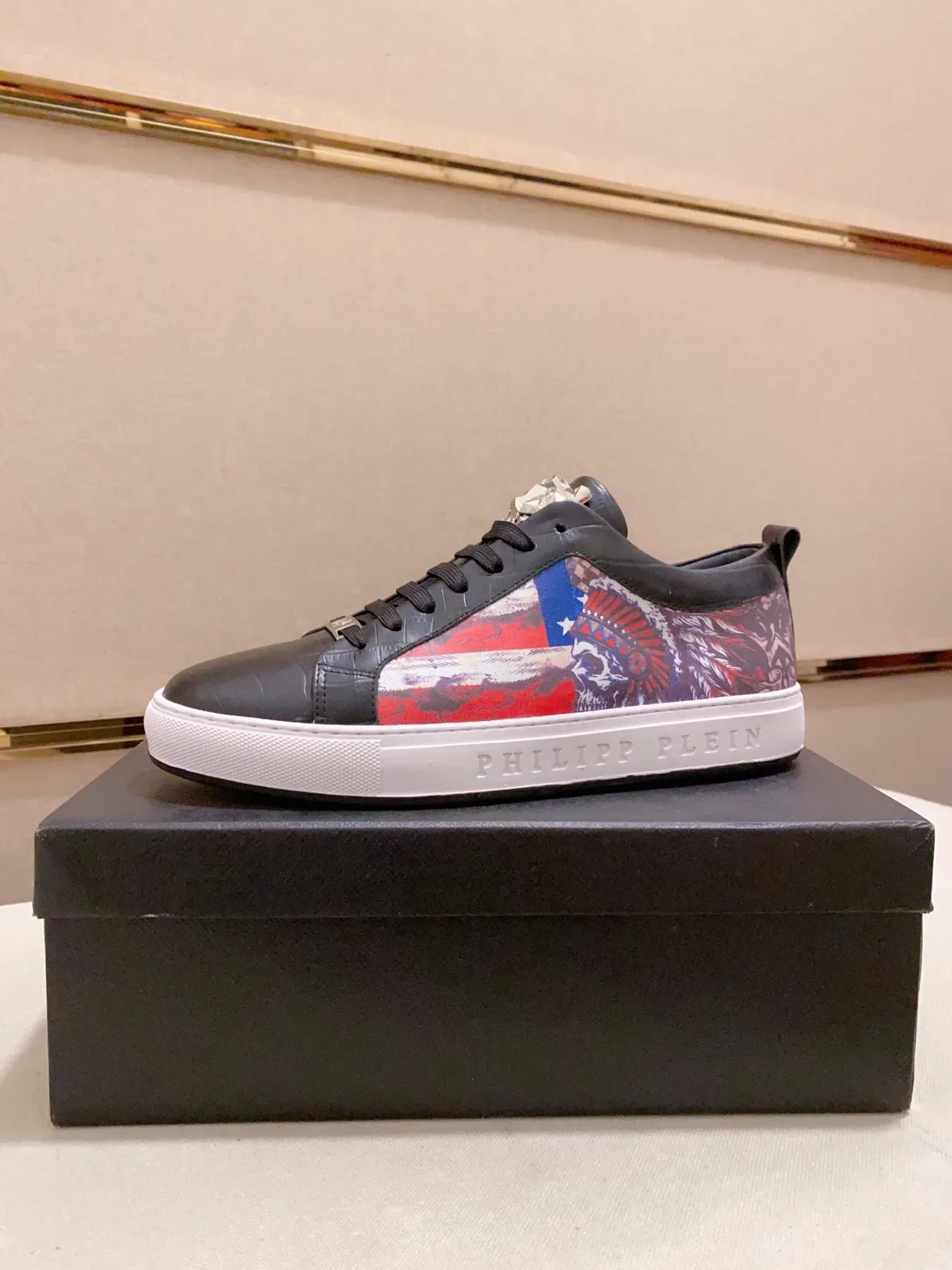 Philipp Plein Graphic-Print Black and Multicolor Lifestyle Sneakers 1