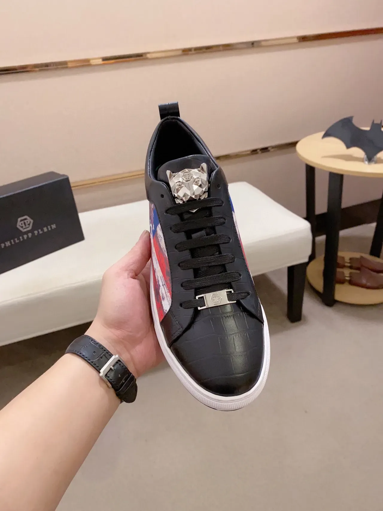Philipp Plein Graphic-Print Black and Multicolor Lifestyle Sneakers 3