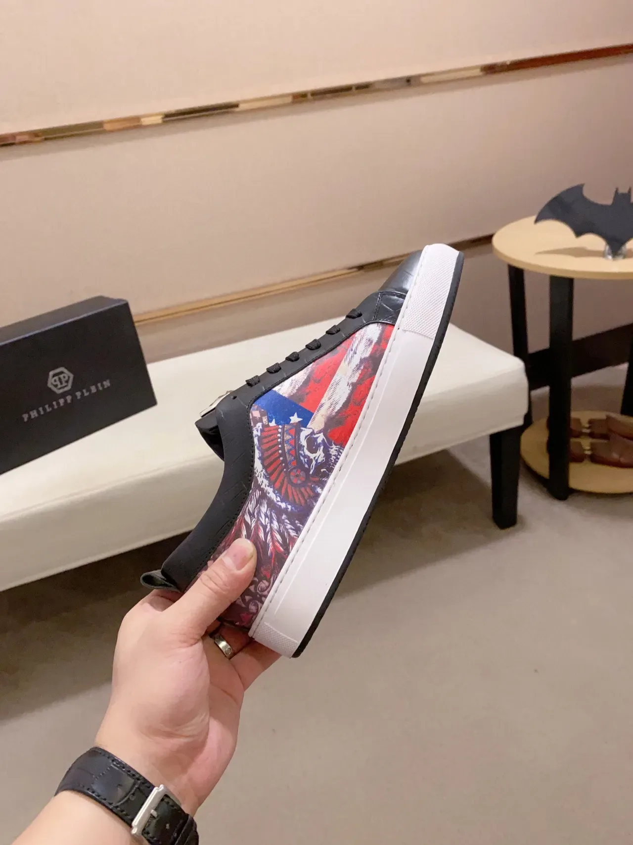 Philipp Plein Graphic-Print Black and Multicolor Lifestyle Sneakers 6
