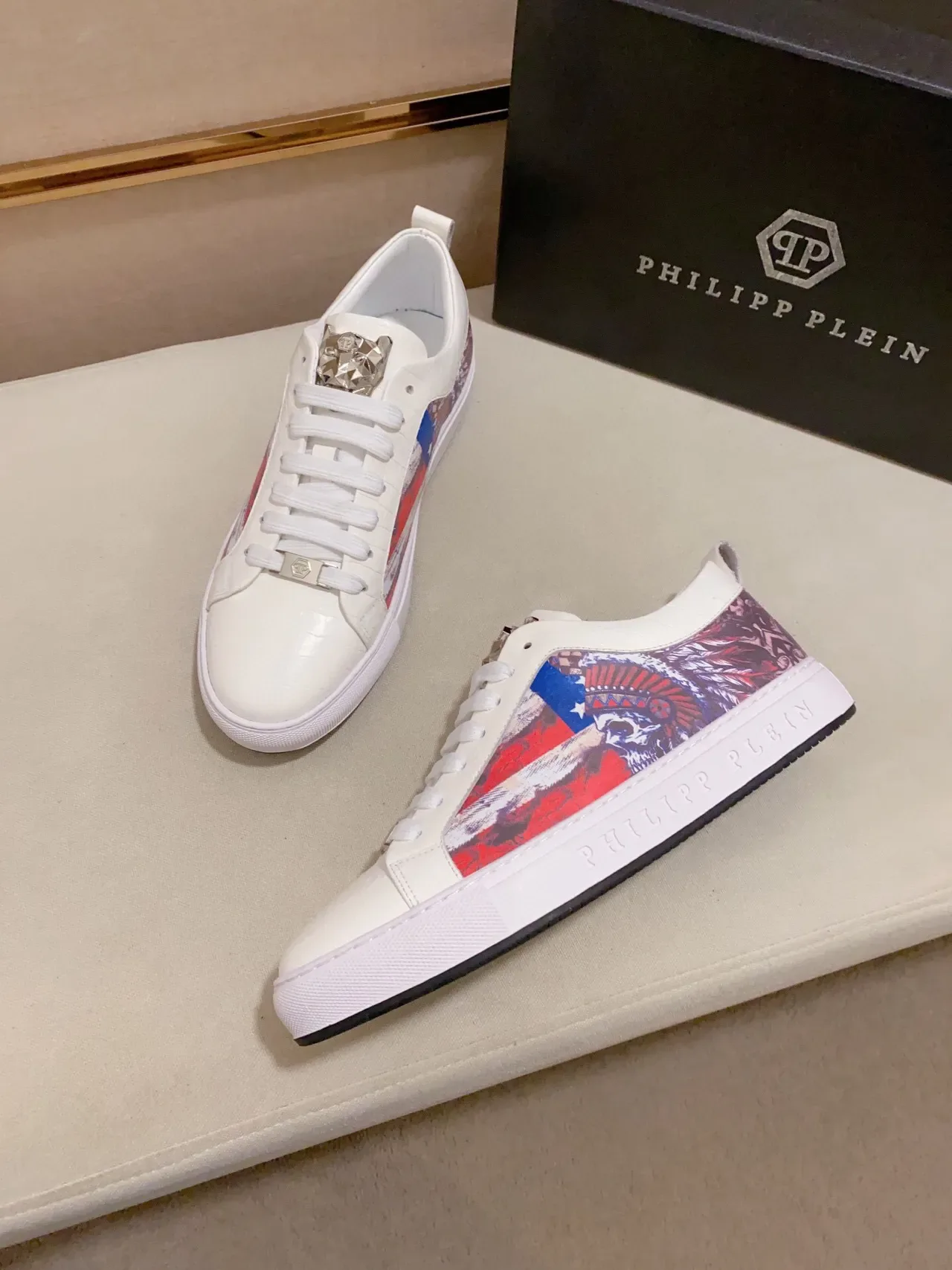 Philipp Plein Graphic Side Panel White Lifestyle Sneakers 7