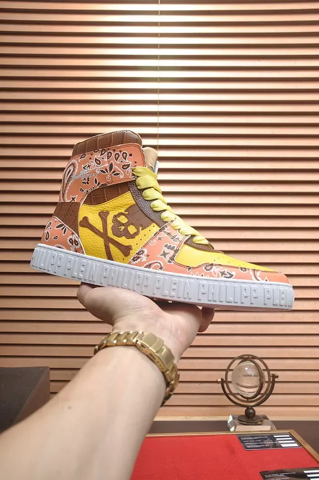 Philipp Plein High-Top Bandana-Print Skull Motif Sneakers 2
