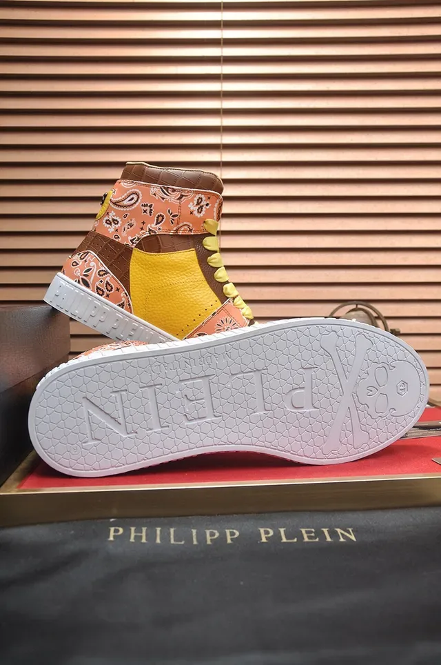 Philipp Plein High-Top Bandana-Print Skull Motif Sneakers 7