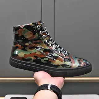 Philipp Plein High-Top Glossy Camo Lifestyle Sneakers