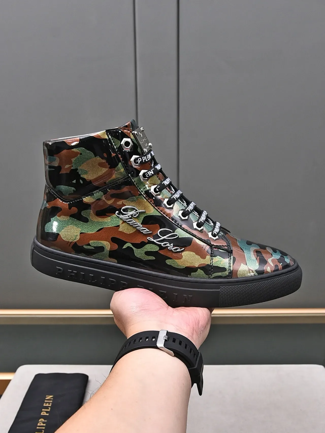 Philipp Plein Zapatillas Lifestyle de Alto con Brillo Camo 1