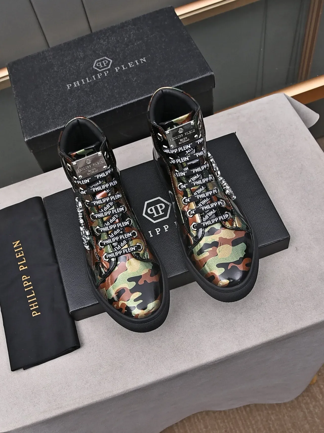 Philipp Plein Zapatillas Lifestyle de Alto con Brillo Camo 2