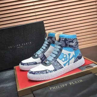 Philipp Plein High-Top Patchwork Skull Lifestyle Sneakers