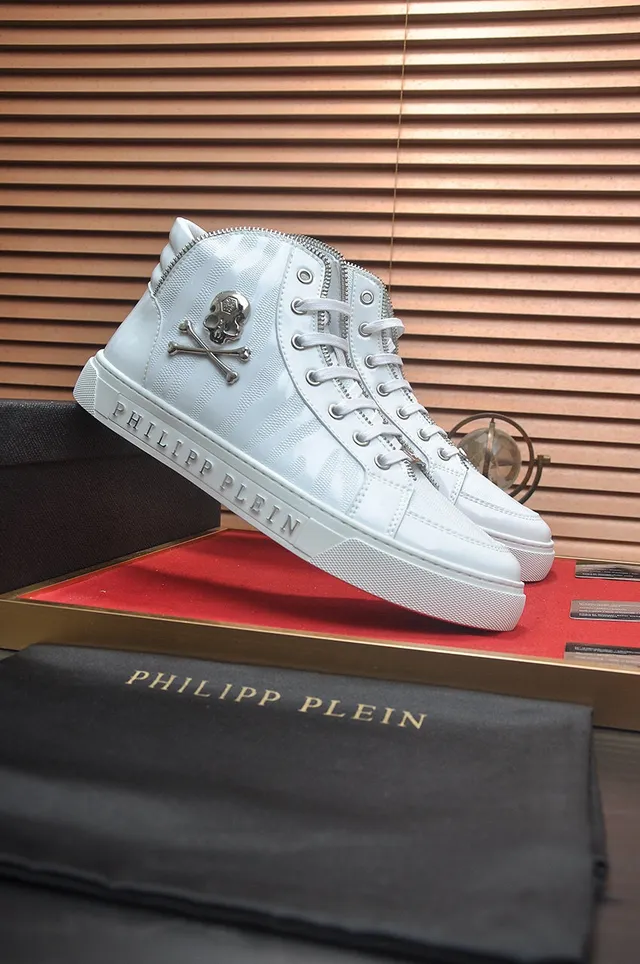 Philipp Plein sneakers hautes avec emblema de crâne blanc lifestyle 4