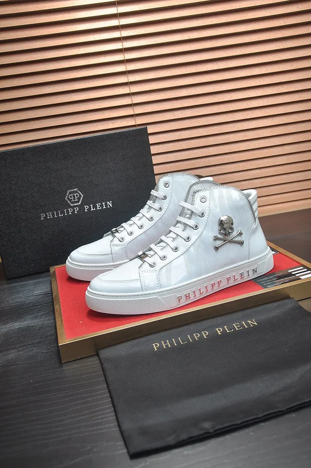 Philipp Plein sneakers hautes avec emblema de crâne blanc lifestyle 5