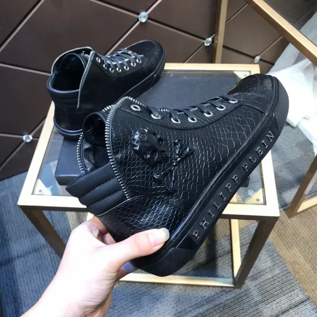 Philipp Plein High Top Snake-Embossed Black Lifestyle Sneakers 4