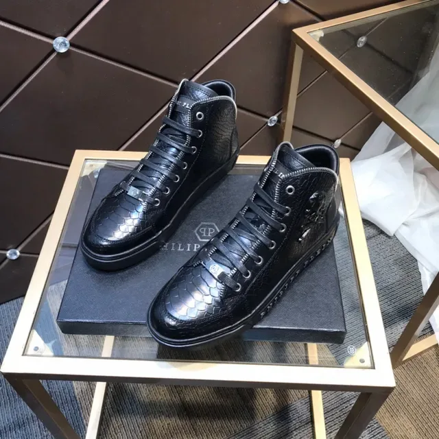 Philipp Plein High Top Snake-Embossed Black Lifestyle Sneakers 5